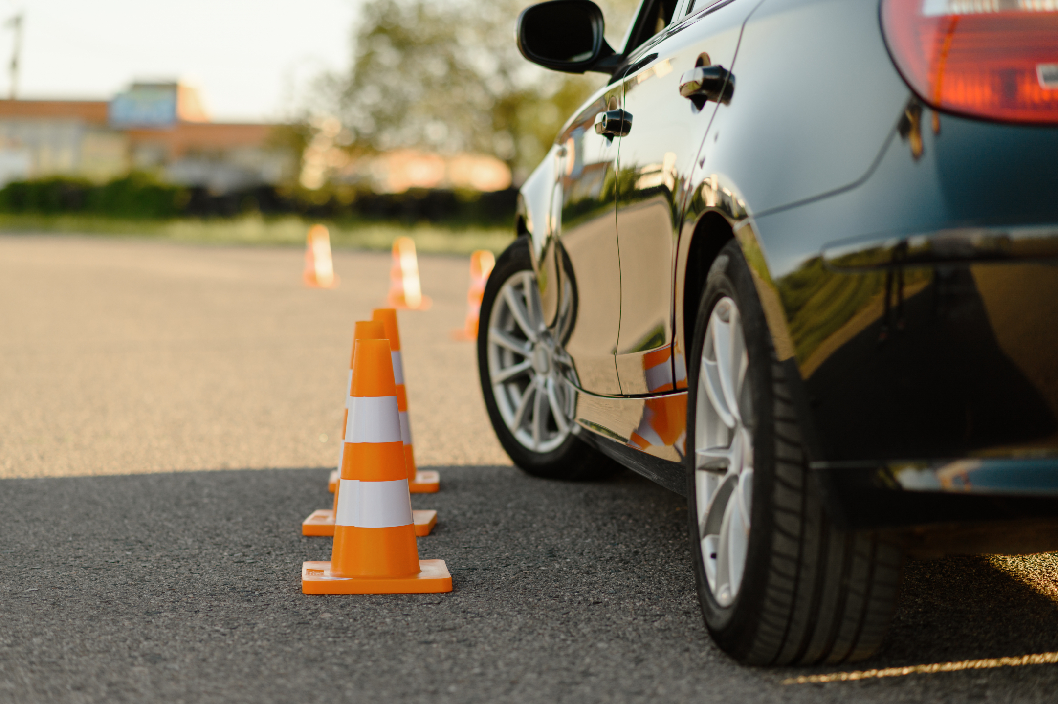 driving school car next to cones